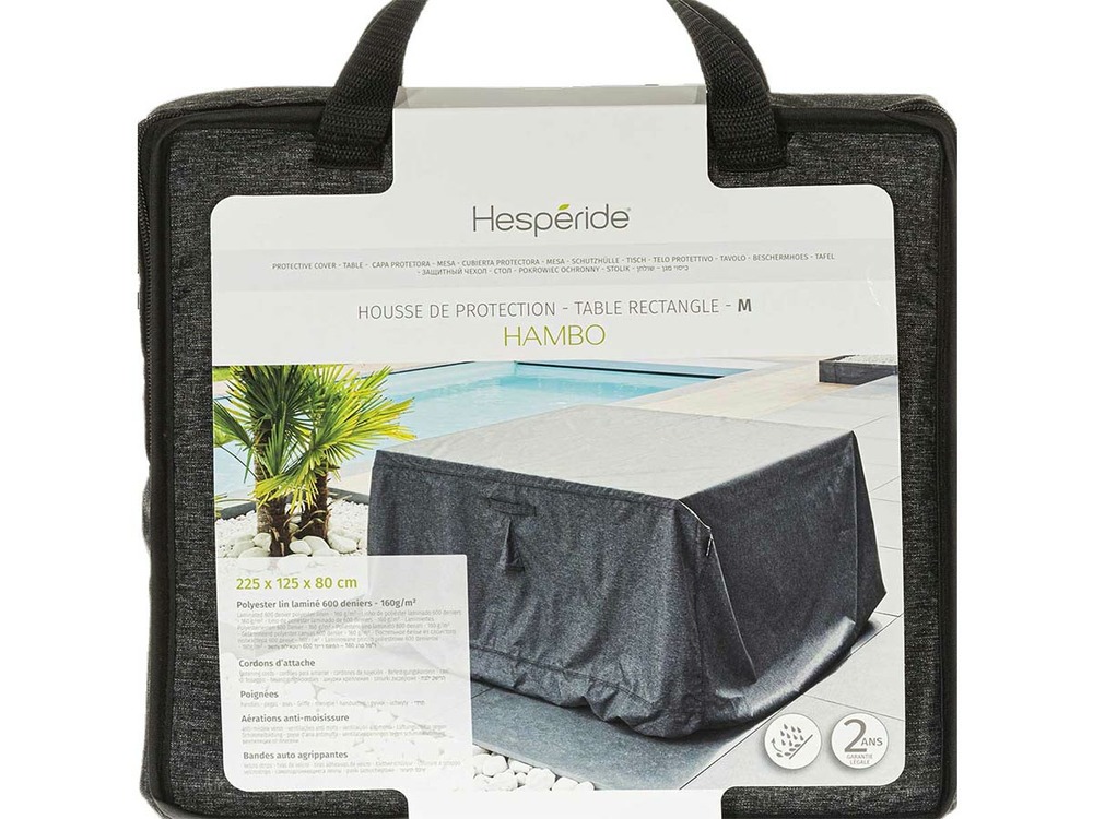 Housse pour table rectangulaire extérieure hambo m gris - 225 x 125 x 80 cm