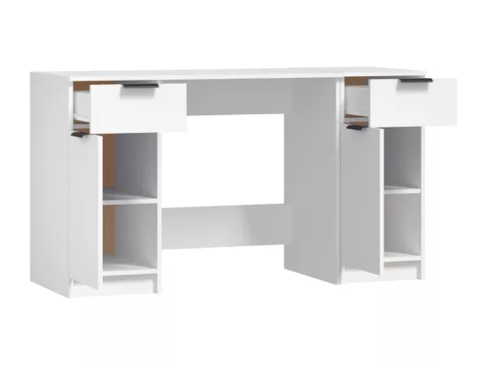 Bureau avec armoire latérale Blanc Bois d'ingénierie