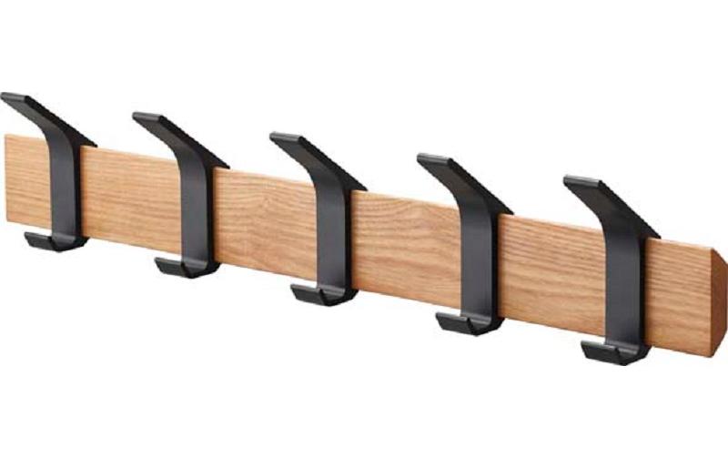 Wandgarderobe Rin 5 Haken, Braun/SchwarzWandgarderobe mit verstellbaren Metallhaken