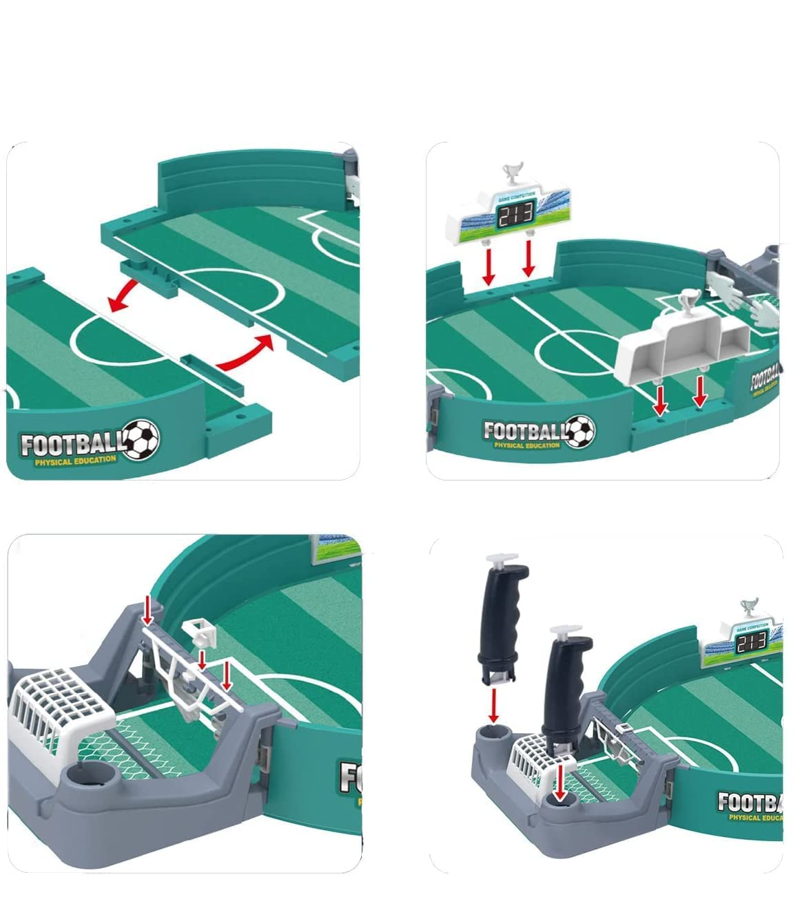 (60x27cm) Mini Flipper Kinder Spielzeug Tisch Fussball Kicker Tischspiel inkl. 6 Bälle - Grün