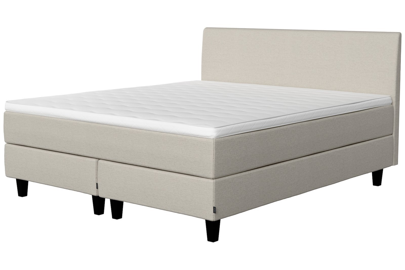 Glow jubileum kontinentalseng 180x200 cm Tekstil 386 Natur, medium/medium, sleep I overmadrass og 2x kantet konet 14 cm sorte ben
