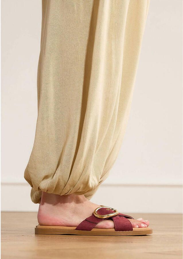 Manfield Dames Rode suède slippers