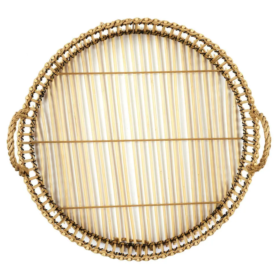 Home Deco Factory dienblad van bamboe - Rond - 40 x 6 cm