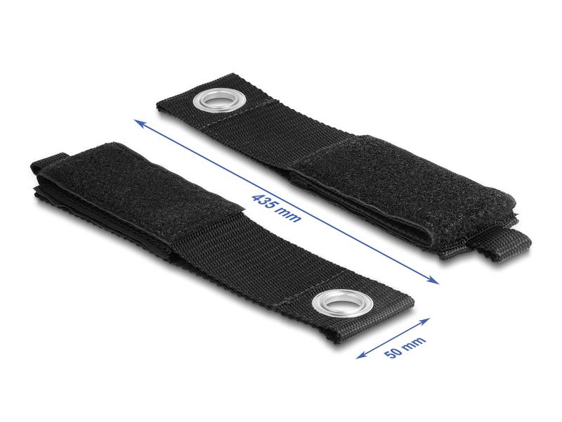 Delock Klettkabelbinder Schwarz 435 mm x 50 mm Delock Strapazierfähiger Klettgurt mit Befestigungsöse L 435 x B 50 mm schwarz 5 Stück