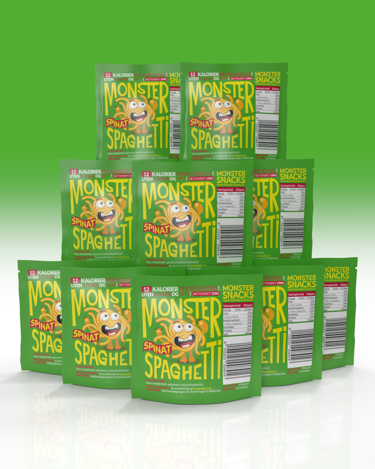 Monster Miracle Diet Spaghetti - Spinach 10x150g - TIPAKNING!