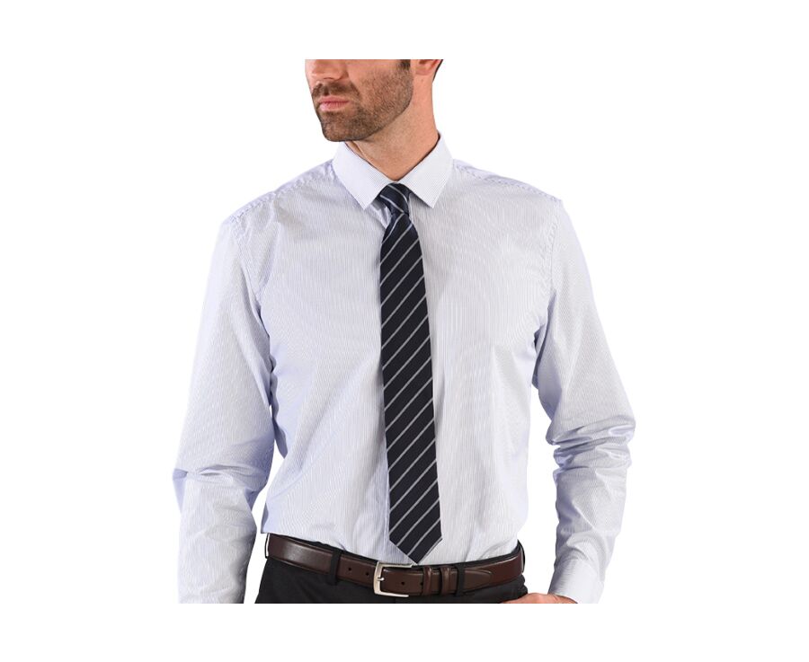 Cravate homme soie Marine Rayée Bleu Ciel