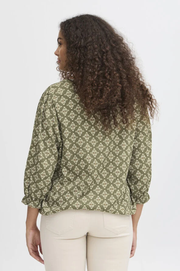 Fransa FRENORA TEE 1 Dusty olive mix
