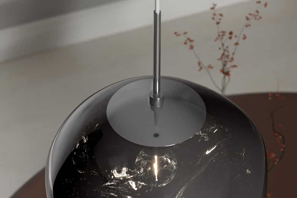 Runde Hängelampe LIQUID DIAMOND 35cm smoke Glas Stahl Kugelleuchte