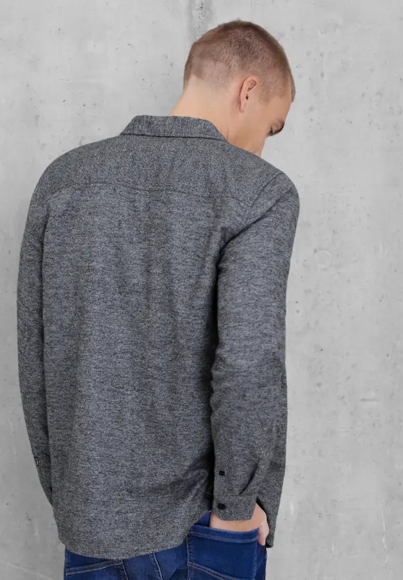 Hemd in Melange - graphite grey melange