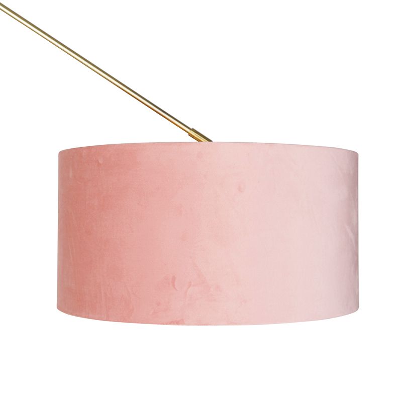 Moderne vloerlamp goud velours kap roze 50 cm - Editor