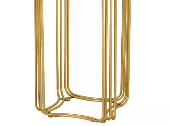 Table d'angle ronde en métal doré 38x38x70