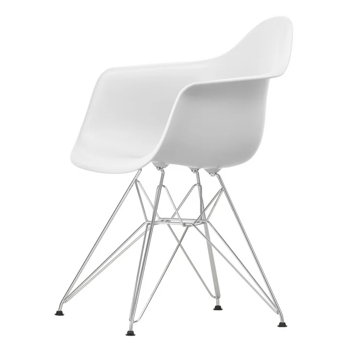 Vitra - Eames Plastic Armchair DAR RE, verchromt / baumwollweiss (Filzgleiter basic dark)