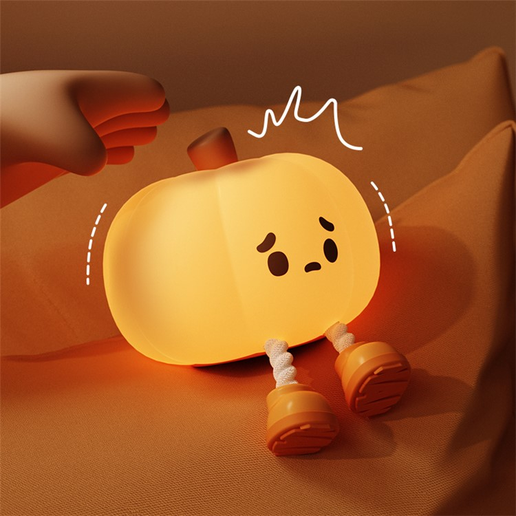 USB Silikon Kürbis Kinder Nachtlicht LED Lampe Akku Beleuchtung mit Touch Funktion für Herbst / Halloween / Thanksgiving - Orange