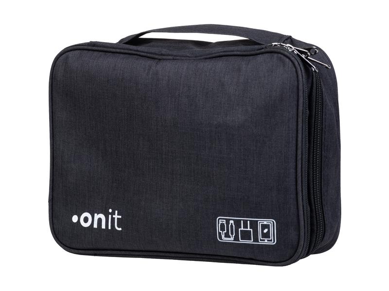 onit Reisetasche Tech-Zubehör Maxi, Schwarz Zubehörtasche für Powerbank, Ladegerät, USB-Stick, Kabel und mehr