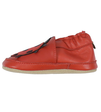 Melton Leder-Krabbelschuhe - Marienkäfer - Pompeian Red