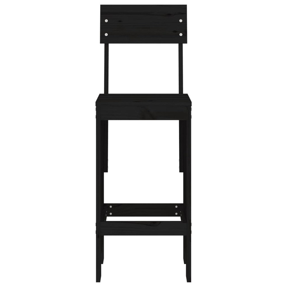 Tabourets de bar 2 pcs noir 40x48,5x115,5 cm bois massif de pin