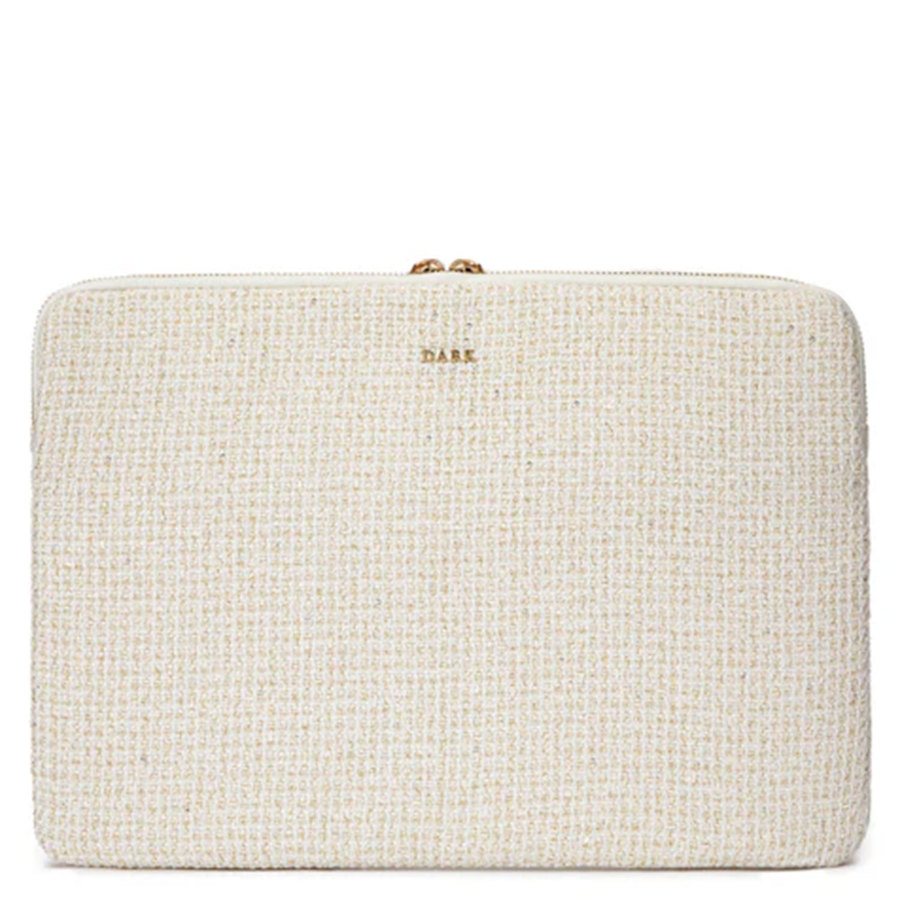 DARK Tweed Mac Cover Off White with Gold