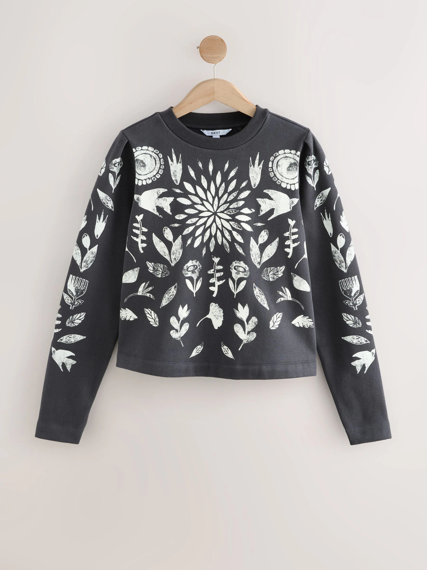 Zwart en wit - Graphic All Over Print Symmetrical Crew Neck Sweatshirt