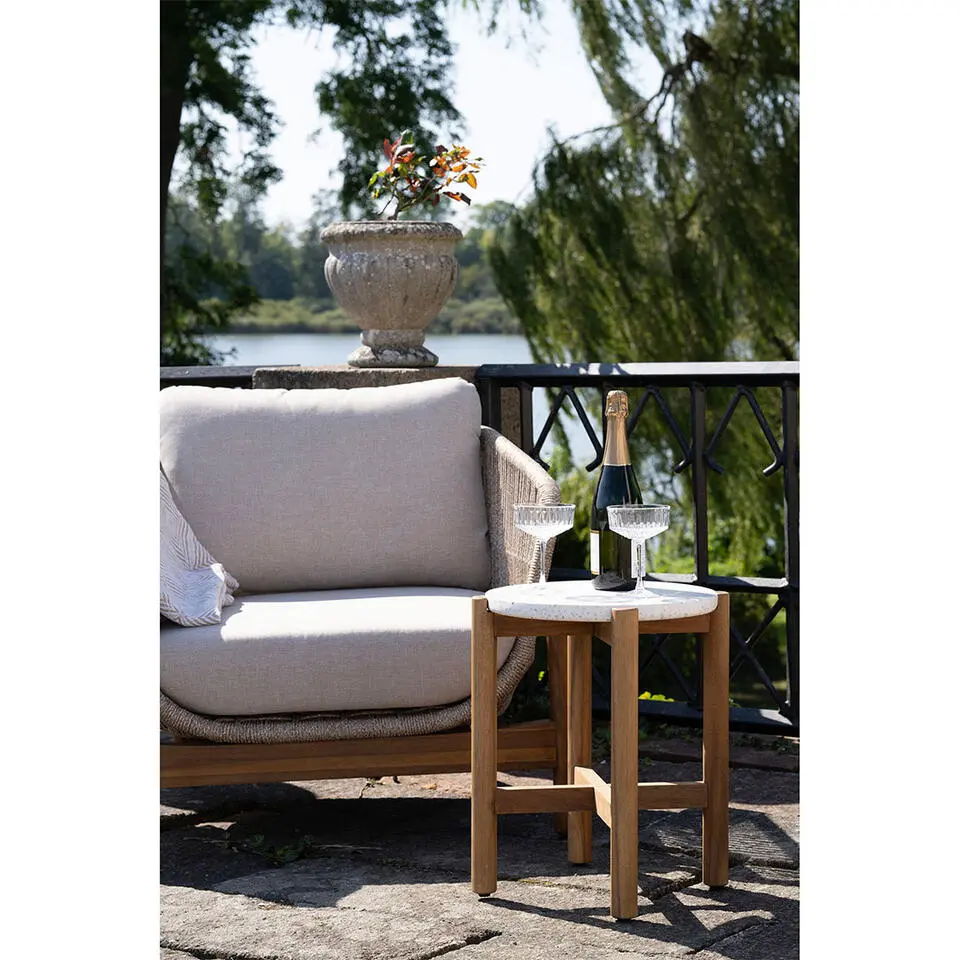 Sidetable Acacia Naturel/Wit - 37x37x46cm - Terracina