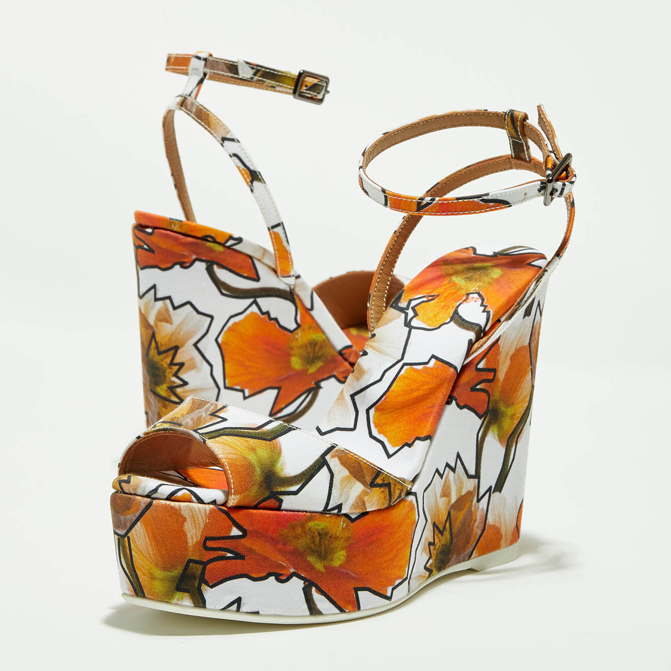 Castaner Sandales Zula imprimées blanc/orange - Talon 12 cm