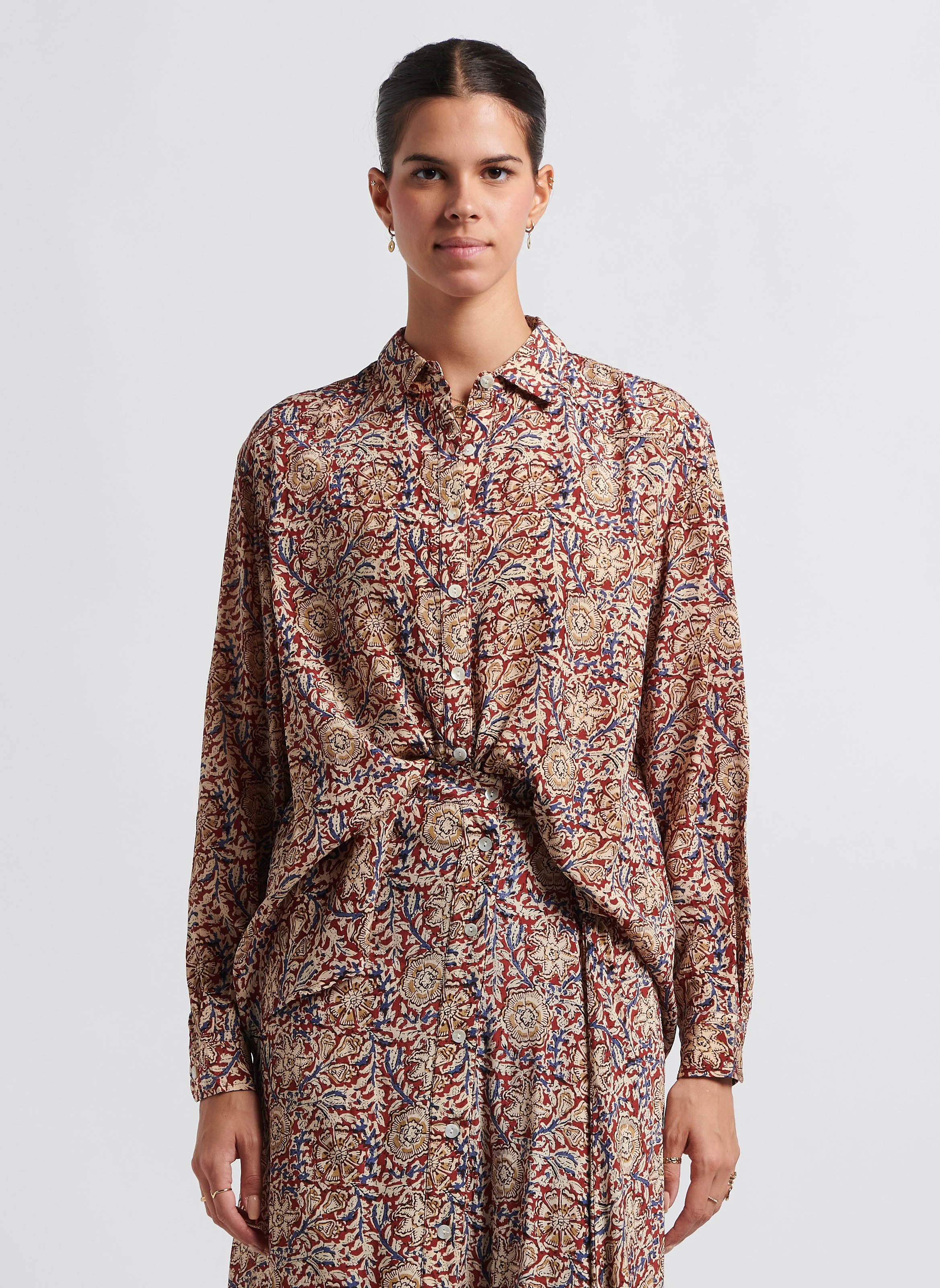 ARETHA - Chemise col classique imprimée| Orange