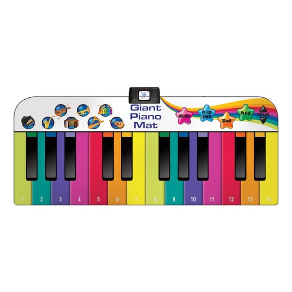 XXL dansemattepiano - 180 cm interaktiv lekematte med 8 instrumentlyder og opptaksfunksjon