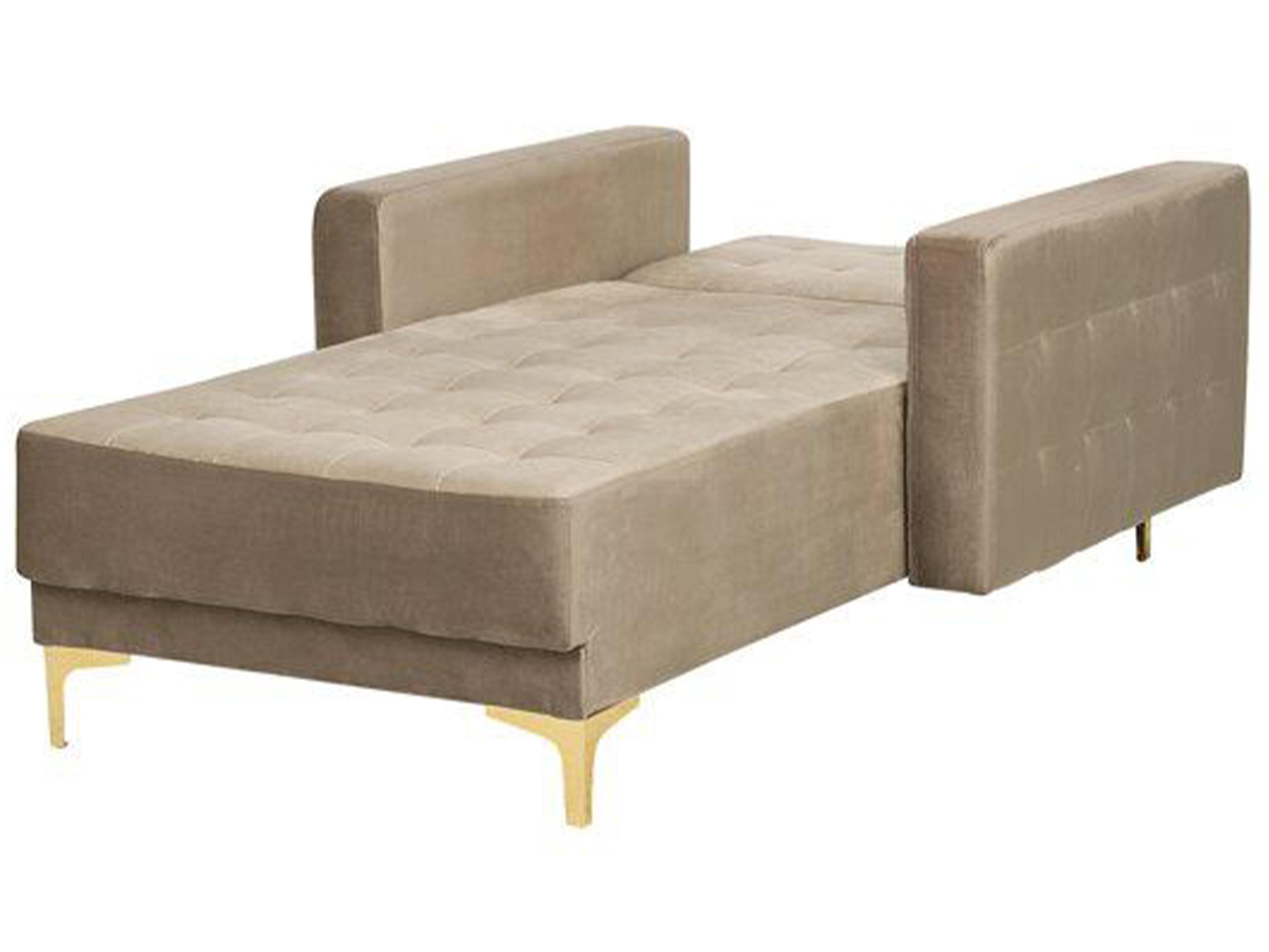 Chaise longue ABERDEEN Fluweel Zandbeige