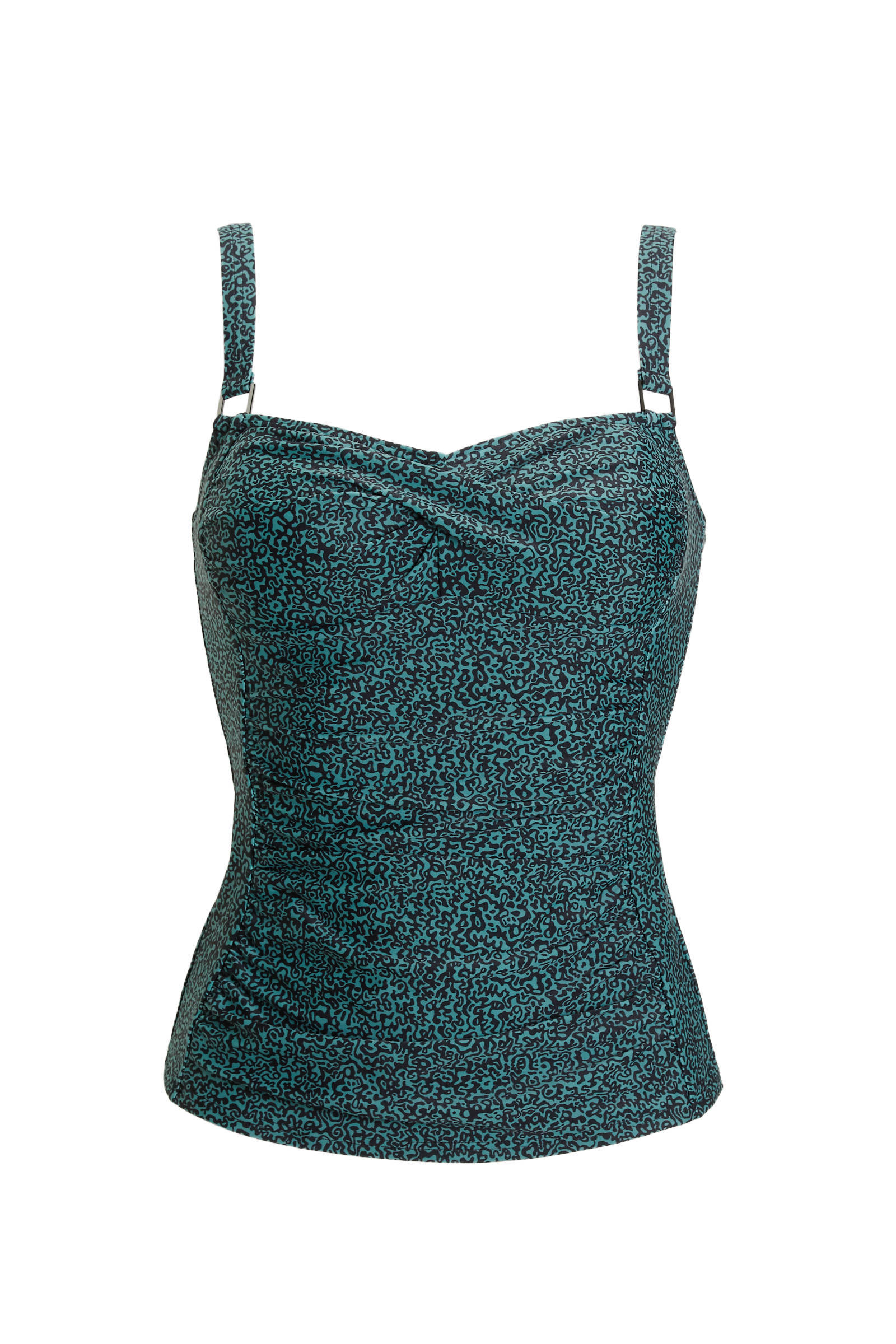 BEACHWAVE voorgevormde tankini bikinitop groen/zwart