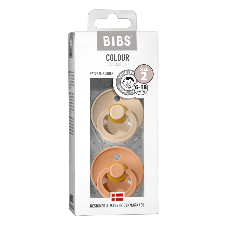 Bibs Tétines en caoutchouc naturel - Set de 2 | Rose pêche