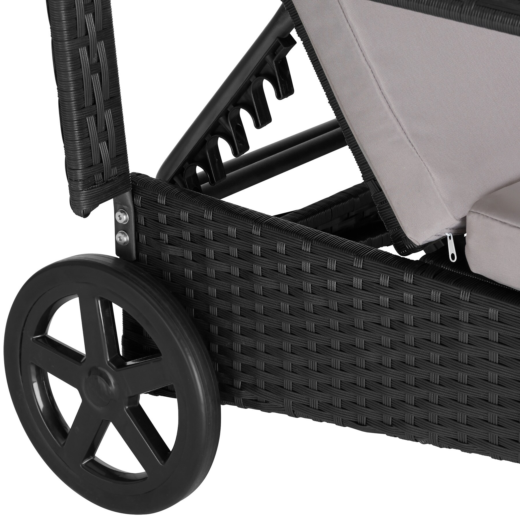 tectake® Rattan Sonnenliege, mit Aluminiumgestell, 6-fach verstellbare Rückenlehne, 196 x 72 x 57 - 94,5 cm