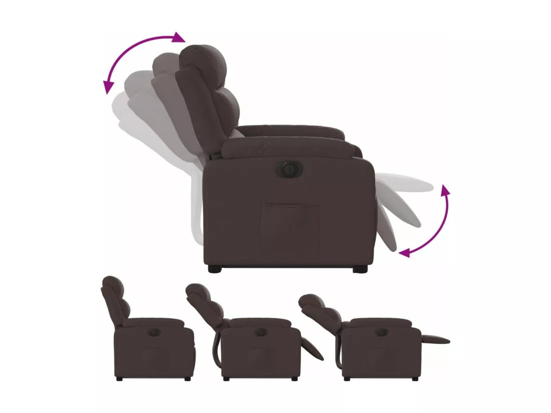 Fauteuil inclinable électrique marron foncé tissu