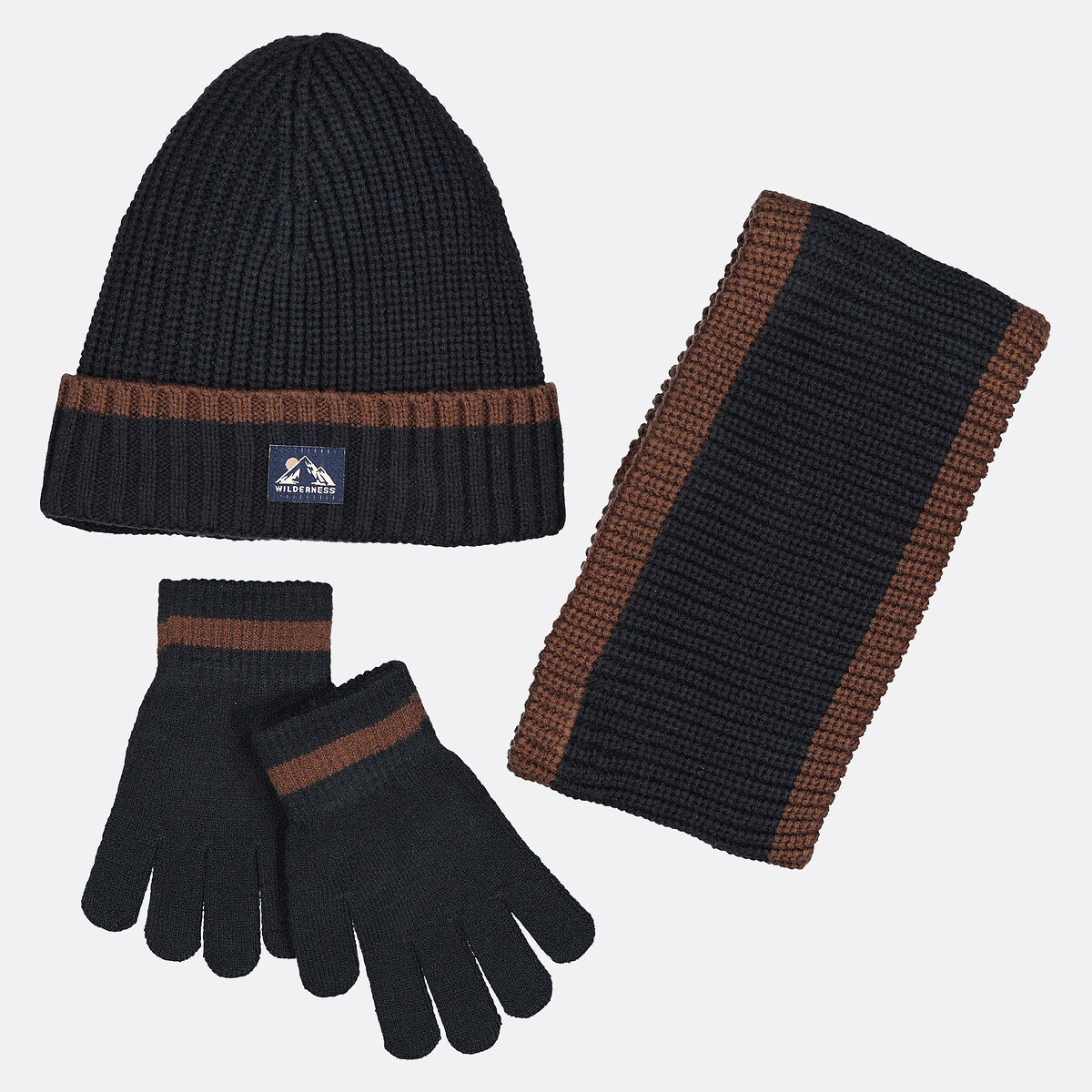 COLEÇÃO LA REDOUTE<br>Conjunto de gorro, cachecol e luvas, forro de lã