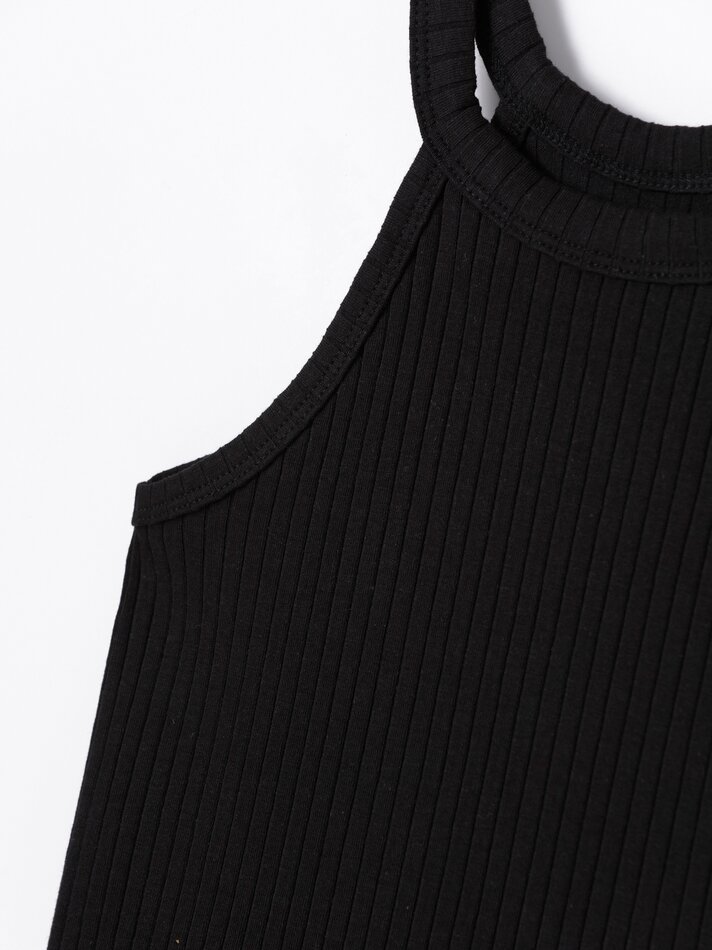 Top halter canelado - Preto
