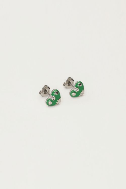 Studs groen mini hart