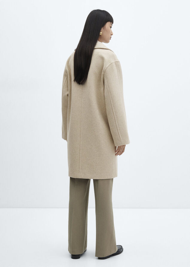 MANGO Midi maxi lapel coat Lt pastel grey