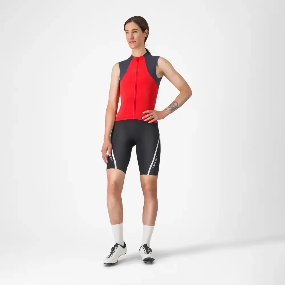 Castelli Sole Fietsshirt Zonder Mouwen Rood/Blauw Dames