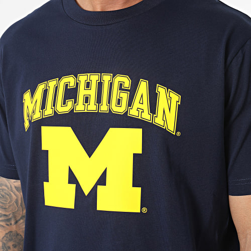 Tee Shirt Oversize Large Michigan Bleu Marine Jaune