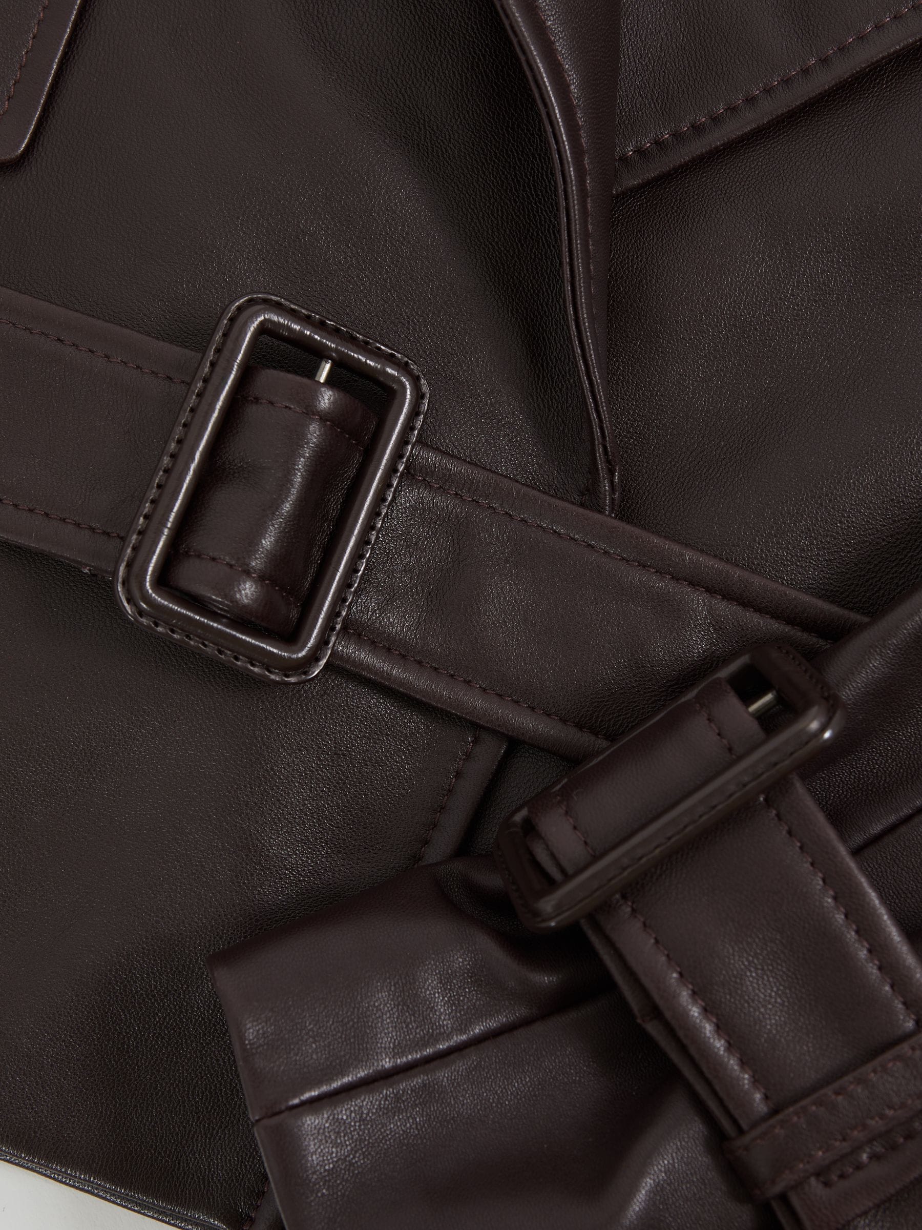 Reiss Bodie Leather Cropped Trench Jacket