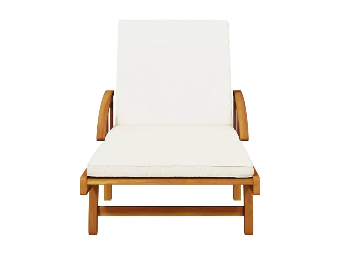 Chaises longues lot de 2 avec table bois massif d'acacia