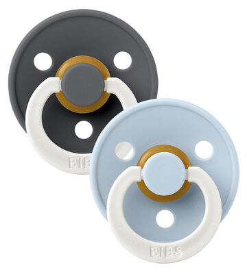 BIBS Smokk Colour 2-pack Lateks Størrelse 1, Iron Glow/Baby Blue Glow