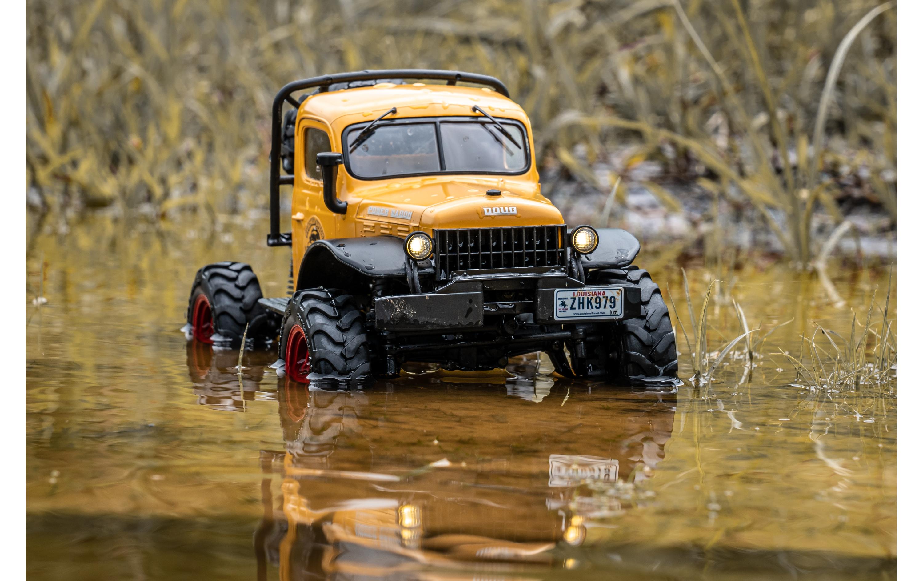 Scale Crawler FCX24 Power Wagon Mud-Racer, Gelb 1:24, RTR<br>Rock Crawler im Miniformat mit 2-Gang Getriebe