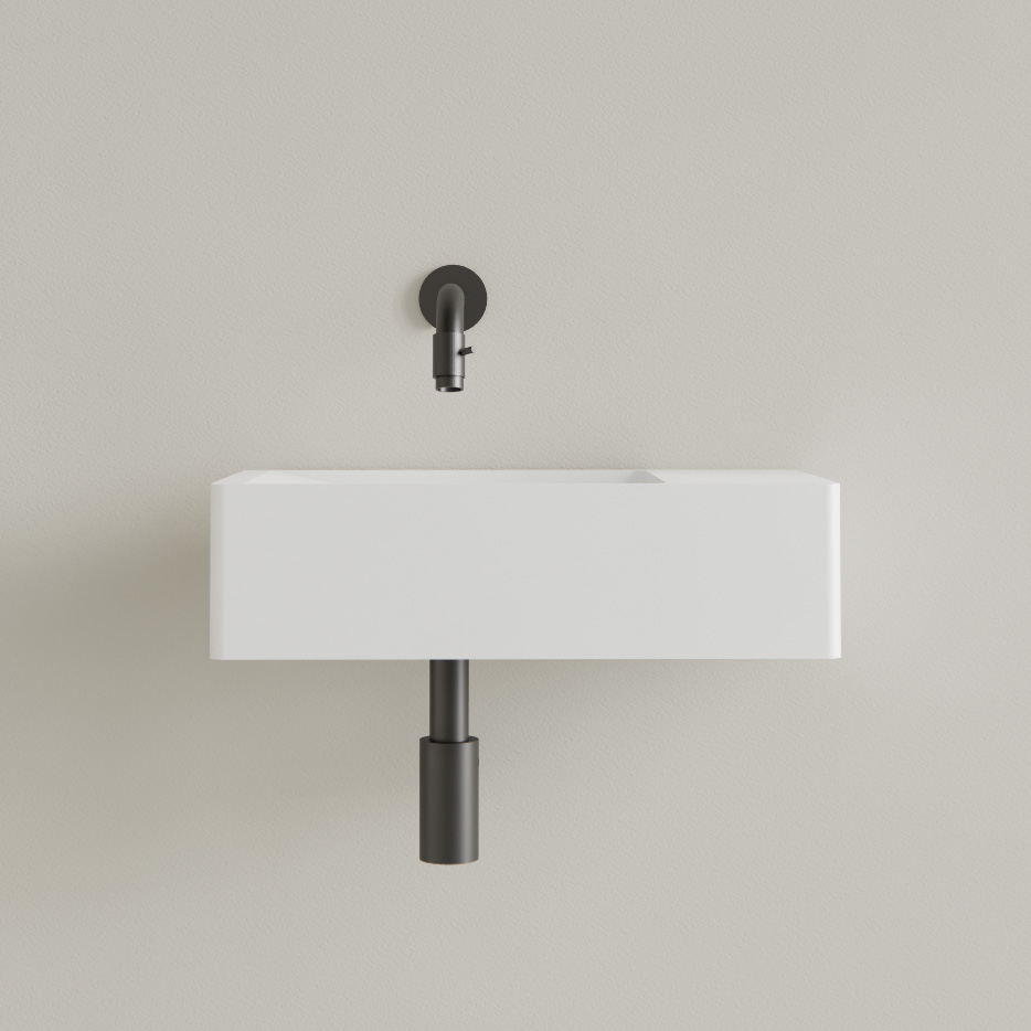 Sanigoods Luko fontein 40x22cm rechts zonder kraangat hoogglans wit