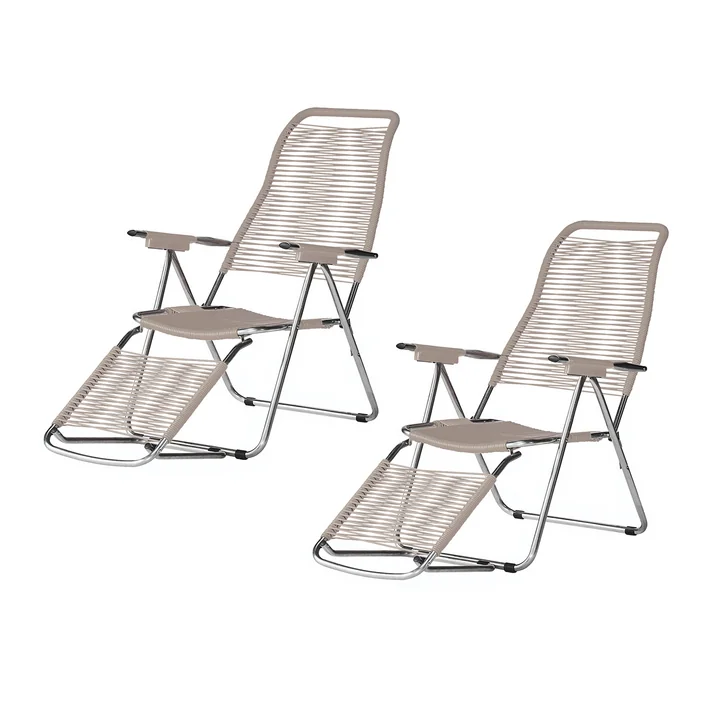Fiam - Liegestuhl Spaghetti, Gestell Aluminium / Bespannung taupe (2er-Set)