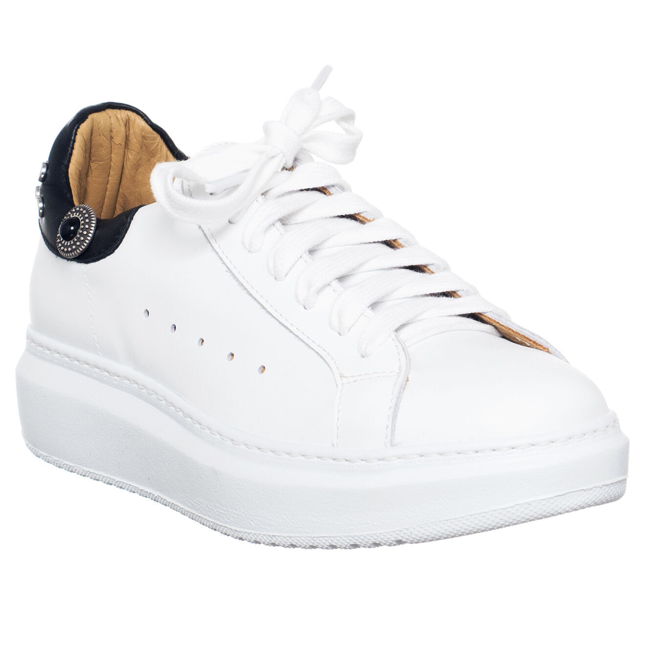 Loretta Pettinari Sneakers en Cuir Alex MQ blanc/noir