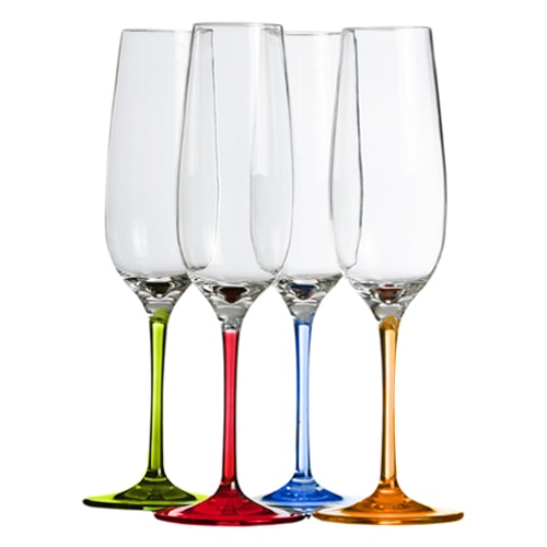 4 verres à champagne multicolore 20cl