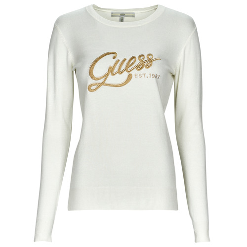 Guess - LS EDIE RN TONAL LOGO SWTR - Blanc / Doré