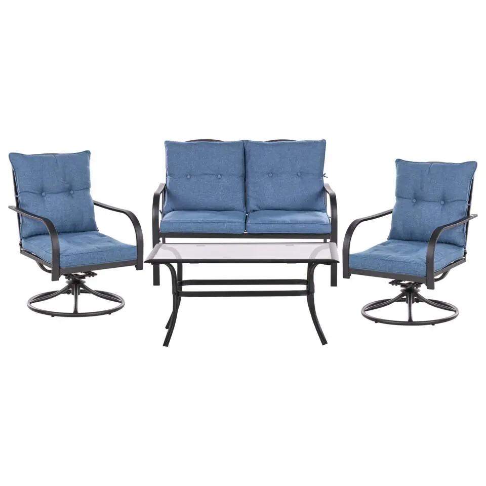 MESTRINO - Loungeset 4-zits - Blauw - Staal