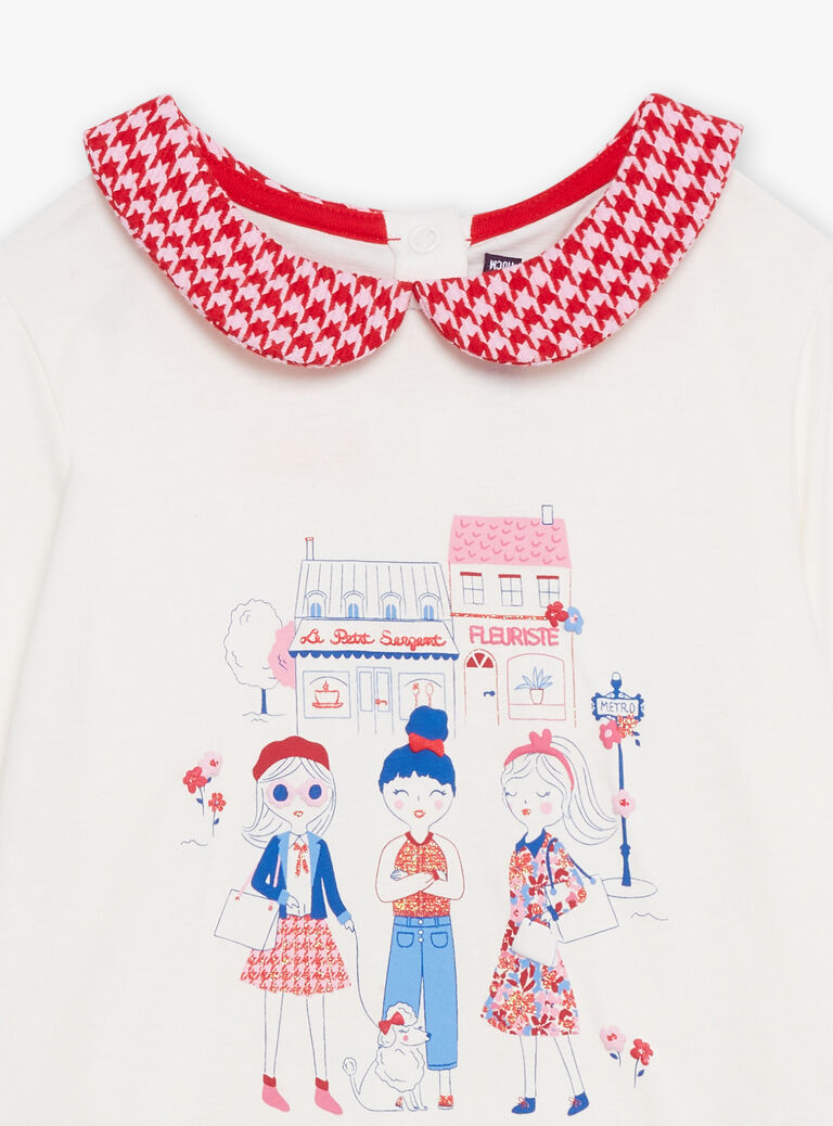 T-shirt écru à col Claudine