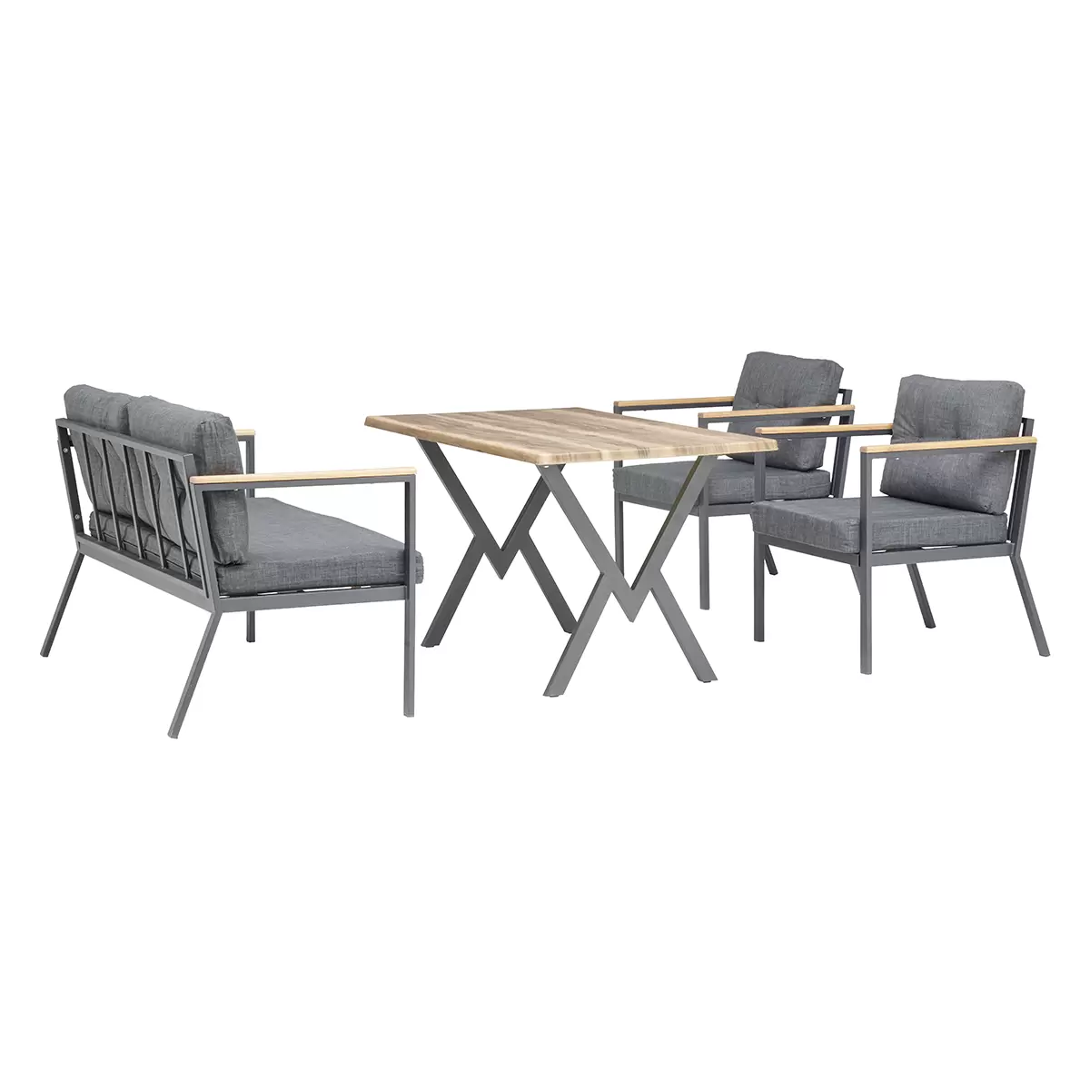 Beldano Gartengarnitur Merida 4-teilig anthrazit,natur
