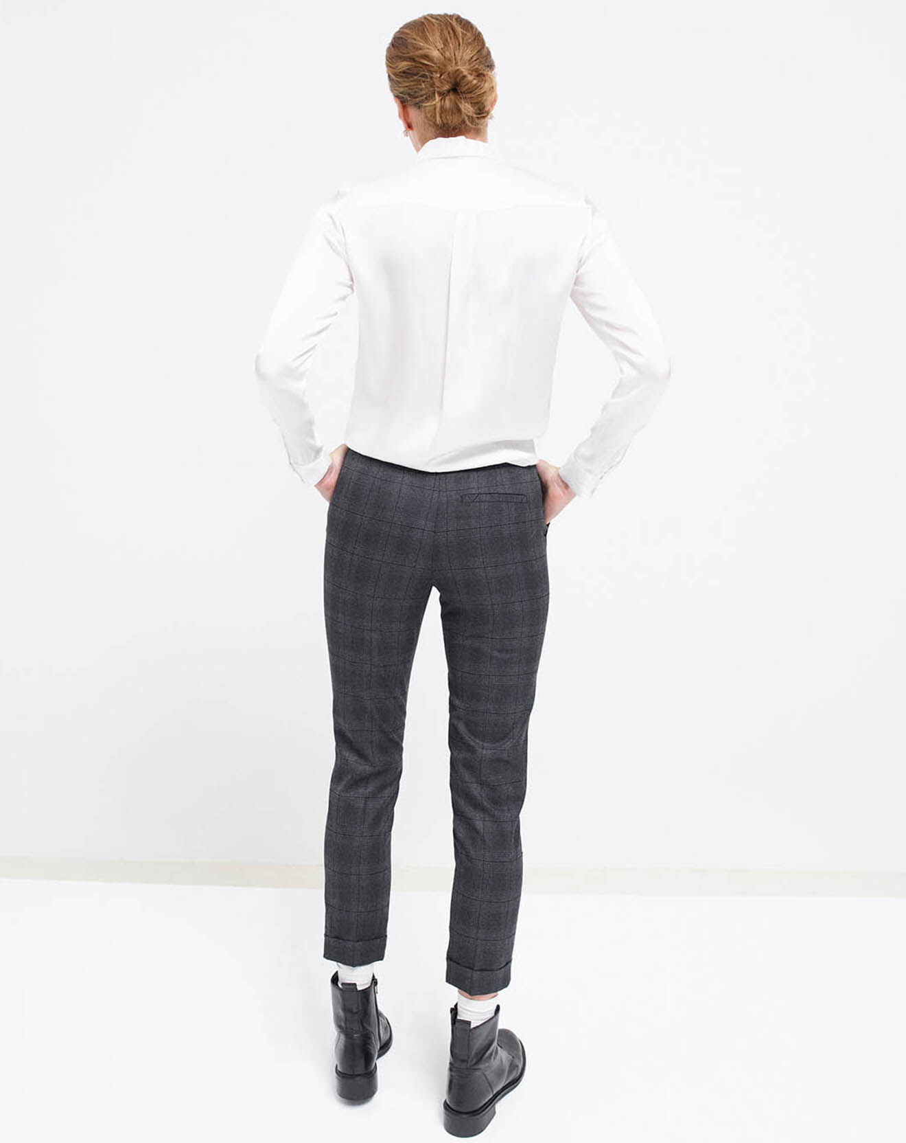 Caroll Pantalon Bob à carreaux noir/gris